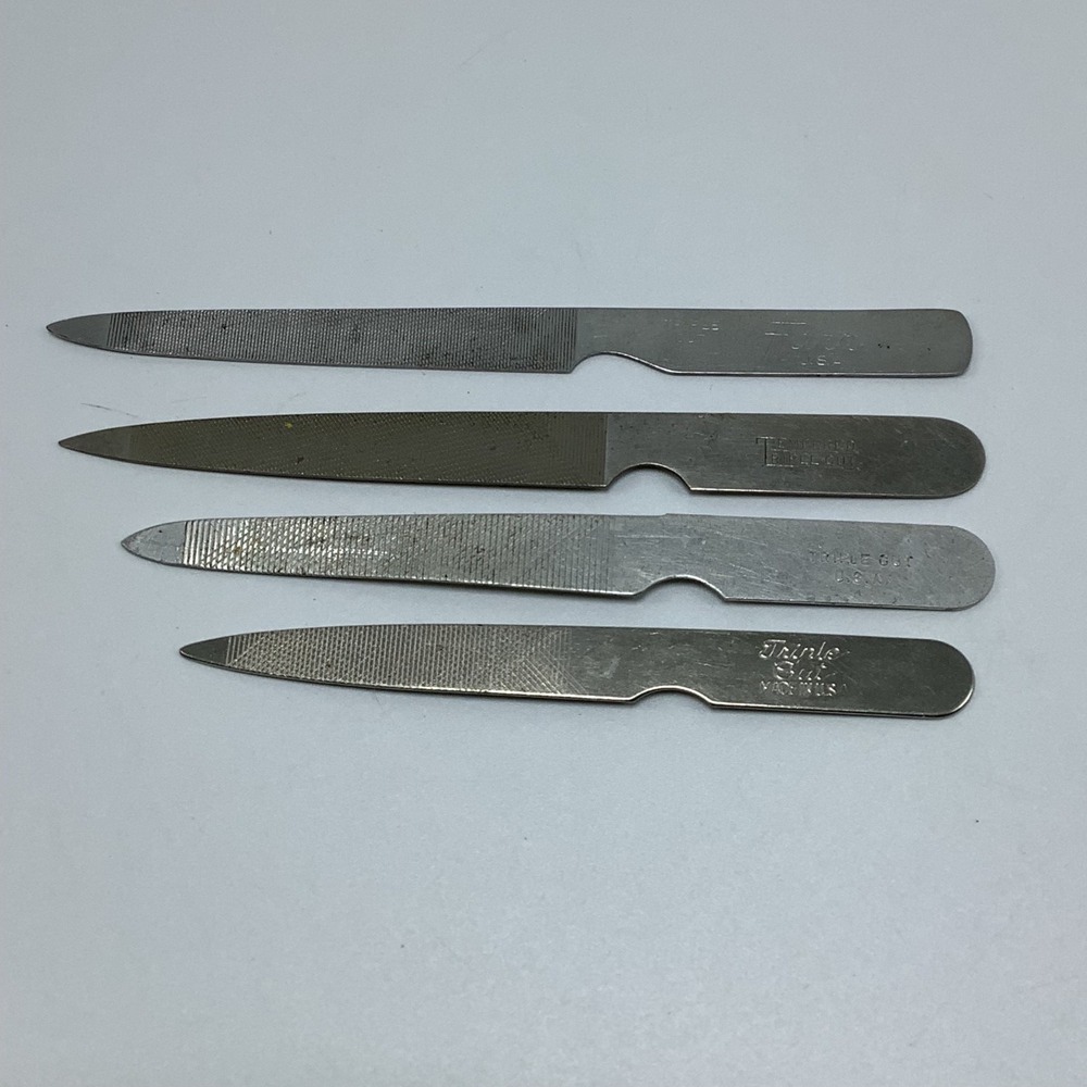 Vintage TRIPLE CUT Metal Nail Files Made In USA Set of 4